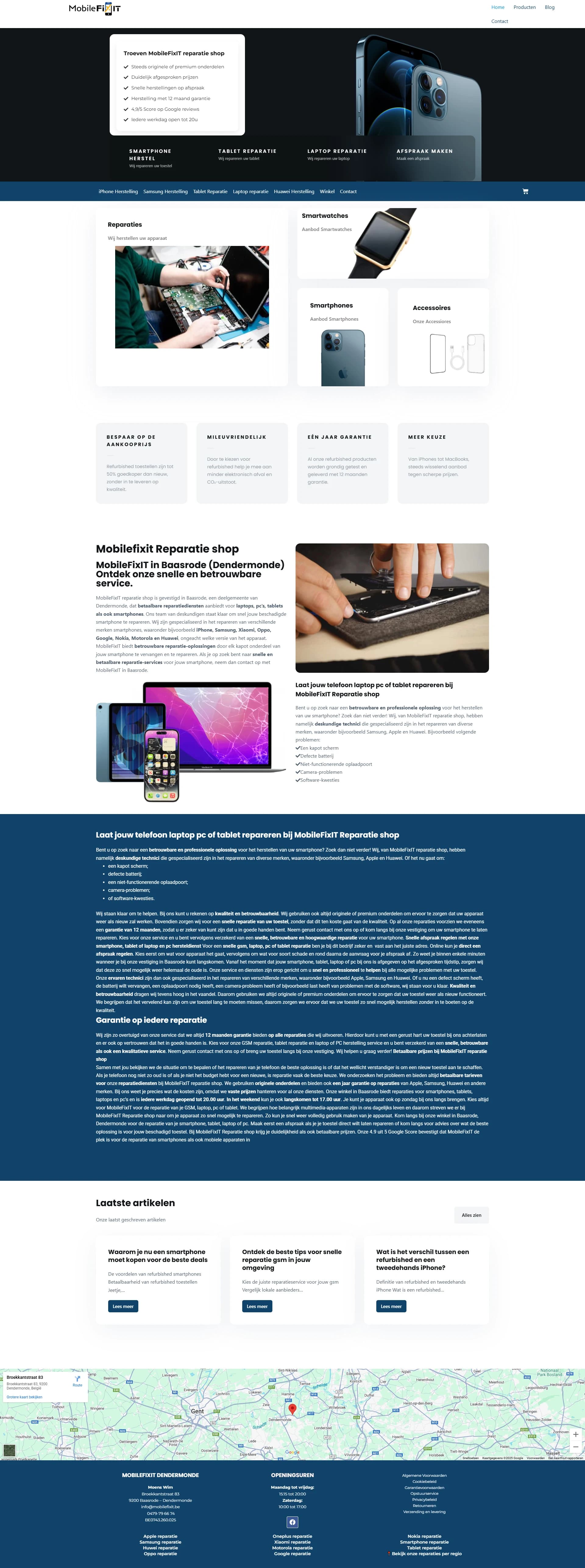 Mobile Fixit: redesign voor een telefoonreparateur met moderner design en kortere route naar offerteaanvraag
